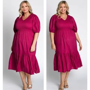Dani Marie Mia Smocking Blouse Short Puff Sleeve Dress French Plum 26